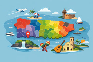 Mapa turístico de Puerto Rico con pueblos
