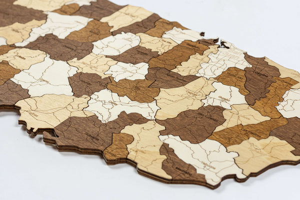 Wooden Map of Puerto Rico