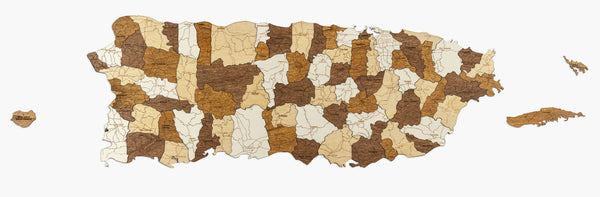 Wooden Map of Puerto Rico
